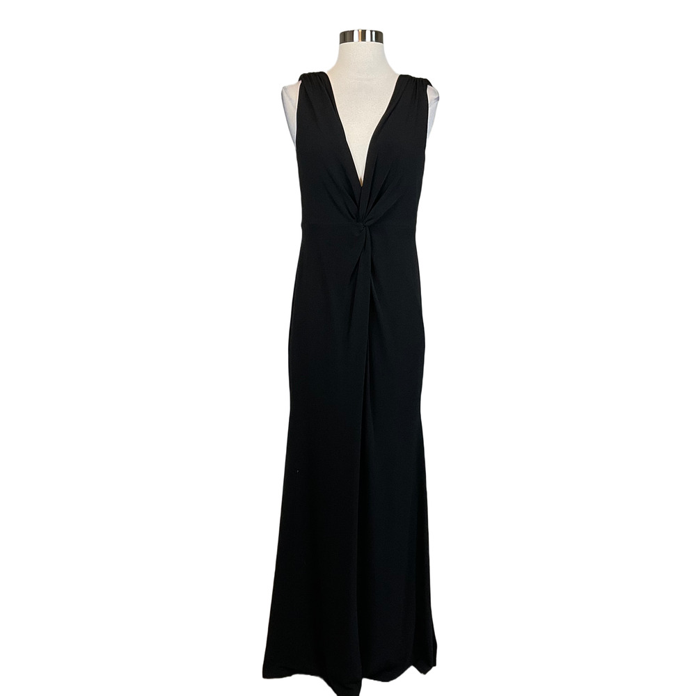 Elegant Black Twist-Front Sleeveless Maxi Dress